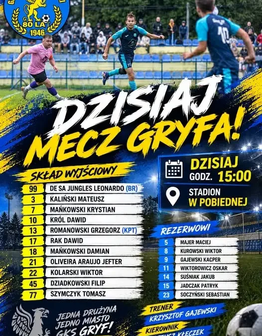 GKS Gryf Gryfów Śląski zagra dziś z Fatmą Pobiedna w meczu A Klasy