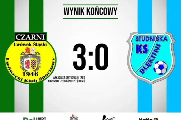 LKS Czarni Lwówek Śląski wygrywa 3:0 z KS Błękitni Studniska