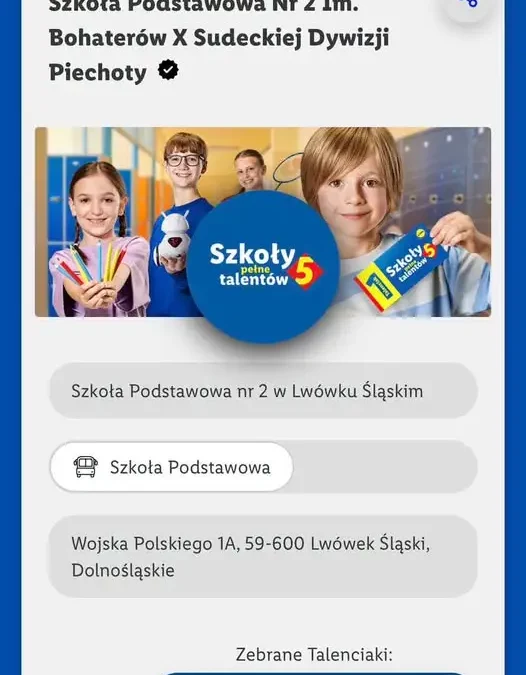 Szkoła Podstawowa nr 2 w Lwówku Śląskim walczy o nagrody w akcji Lidla