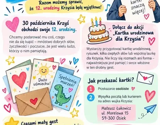 Samorząd Uczniowski zachęca do udziału w akcji #KartkadlaKrzysia