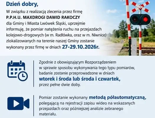 Pomiary ruchu na przejazdach kolejowych w Radłówce i Niwnicach – 27–29 października