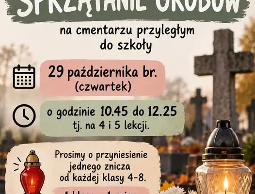 Uczniowie SP nr 2 we Lwówku Śląskim porządkują groby przed Wszystkich Świętych