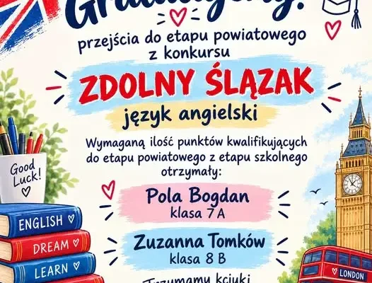 Uczennice Szkoły Podstawowej nr 1 w Lwówku zakwalifikowały się do etapu powiatowego konkursu z języka angielskiego