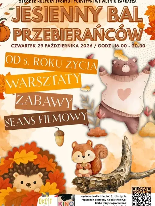 Jesienne zabawy i seans filmowy dla dzieci we Wleniu – są jeszcze wolne miejsca