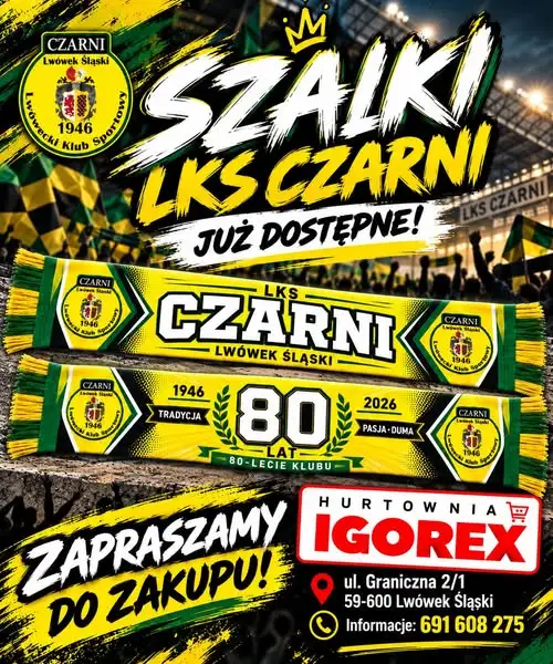 Szaliki LKS Czarni Lwówek Śląski dostępne w Hurtowni IGOREX