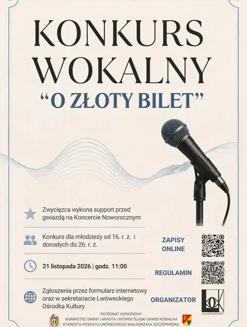 Złoty Bilet czeka na młode głosy – Lwówecki Ośrodek Kultury ogłasza konkurs wokalny