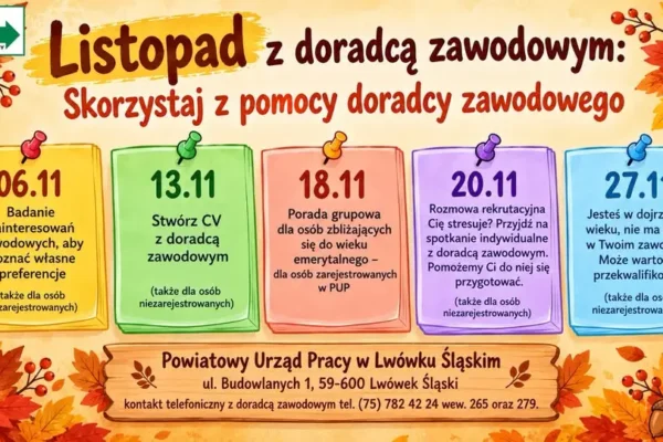 Listopadowe wsparcie doradcy zawodowego w PUP Lwówek Śląski